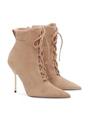 Good American NWB Scandal Lace Up High Heel Booties Size 8